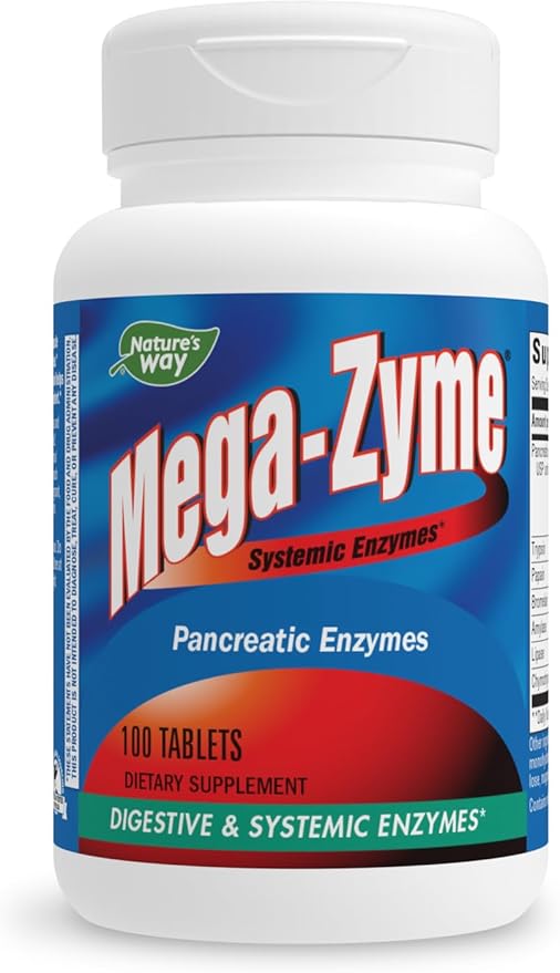 Nature's Way Mega-Zyme Systemic Enzymes, Relieves 100 Tablets