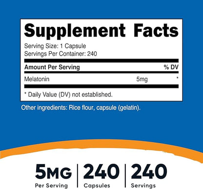 Nutricost Melatonin 5mg, 240 Capsules (3