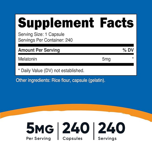 Nutricost Melatonin 5mg, 240 Capsules (3