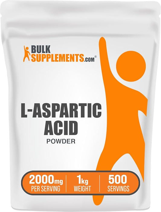 BulkSupplements.com L-Aspartic Acid Powder - Aspartic Acid Supplement, Amino Acids Supplement for Energy Support - Gluten Free, 2000mg per Serving, 1kg (2.2 lbs) (Pack of 1)