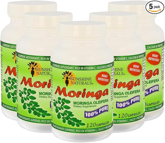 Moringa Dietary Supplement. 100% Pure Organic 120 Capsules. 5