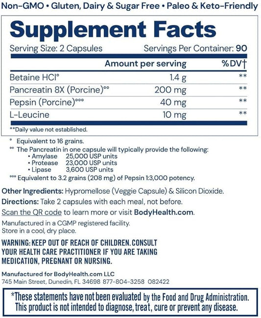 BodyHealth Digestive Enzymes Full Spectrum Digestive (180 caps),