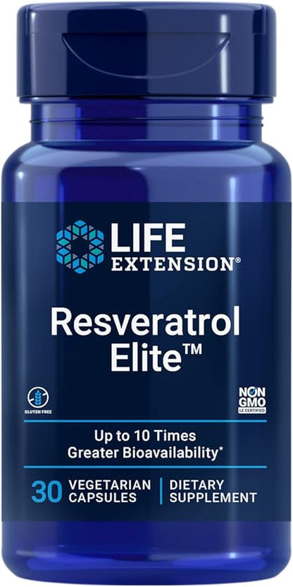 Life Extension Resveratrol Elite, trans-resveratrol, healthy 30 capsules