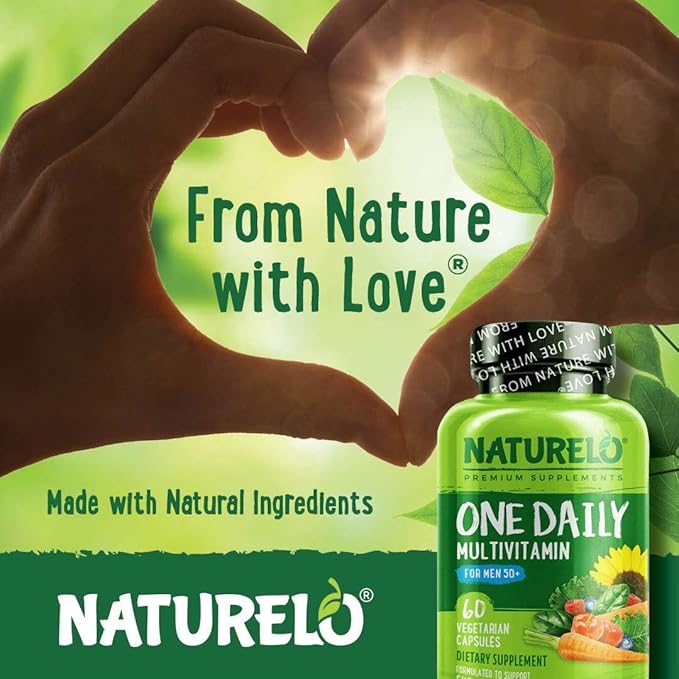 NATURELO Mens Multivitamins for Men 50+ 60 Vegetarian