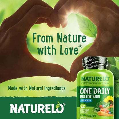 NATURELO Mens Multivitamins for Men 50+ 60 Vegetarian