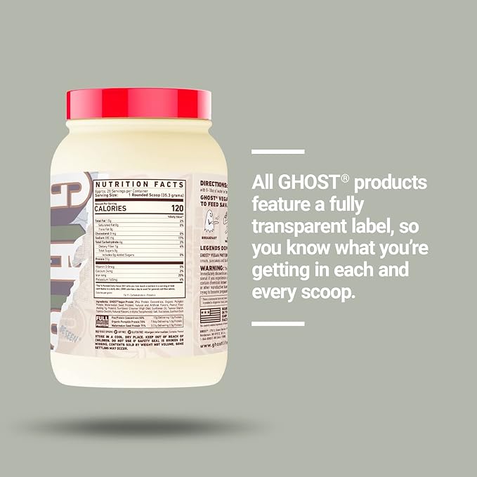 GHOST Vegan Protein Powder, Peanut Butter 2.2lb, 21g 21g of