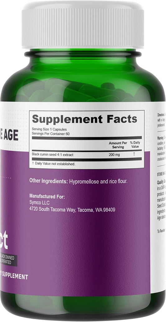 INFINITE AGE Dry Organic Black Seed Oil Extract Capsules - Nigella Sativa Seed Extract Immune Booster, for Optimal Skin, Hair, Memory, Focus, Brain Health & Immunity - Thymoquinone Capsules, 60 Count