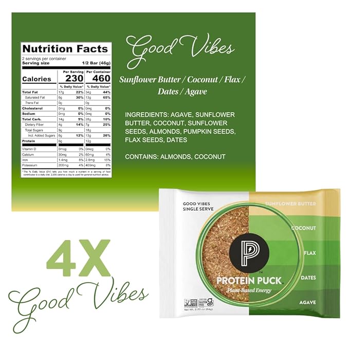 Protein Puck Plant Based Bars 13-17 grams 16 Count (1 Pack)