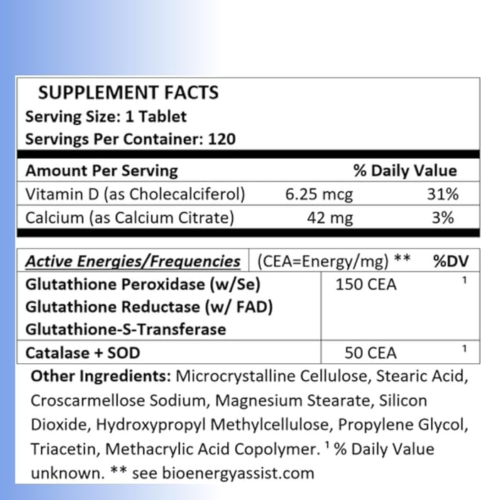 Catalase, Superoxide Dismutase (SOD), and Glutathione 120 Tablets