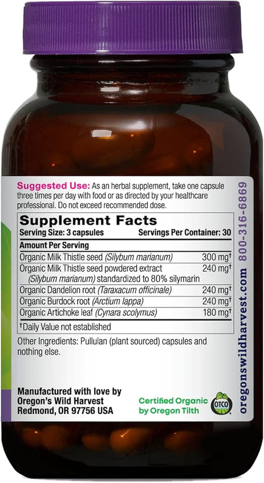 Oregon's Wild Harvest Certified Organic Milk 80% Silymarin, 90 Count
