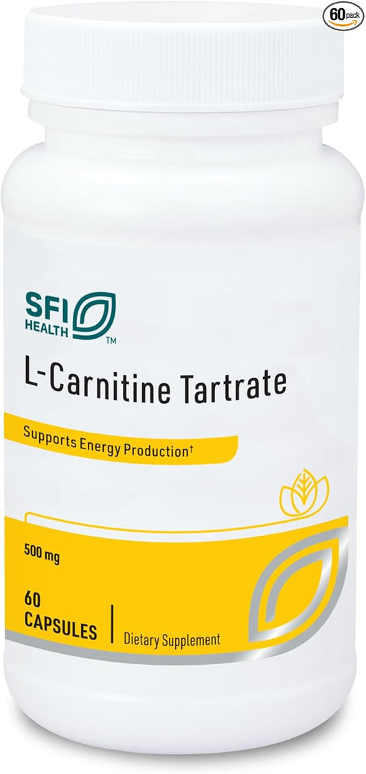 Klaire Labs L-Carnitine Tartrate - 500 mg Amino Acid, Stabilized L-Carnitine - No Synthetic D-Carnitine (60 Capsules)
