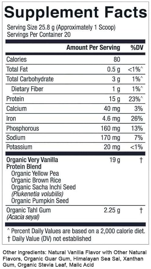 Essential Elements Organic Pea Protein Powder 20 Servings, 18oz