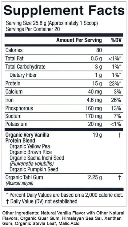 Essential Elements Organic Pea Protein Powder 20 Servings, 18oz