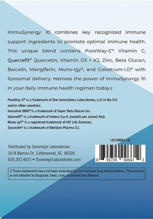 Colostrum-LD ImmuSynergy 10 Capsules - 120 Count-Immune Fortifying Ingredients - Vitamin C, D3, Zinc, Beta Glucan, Quercetin