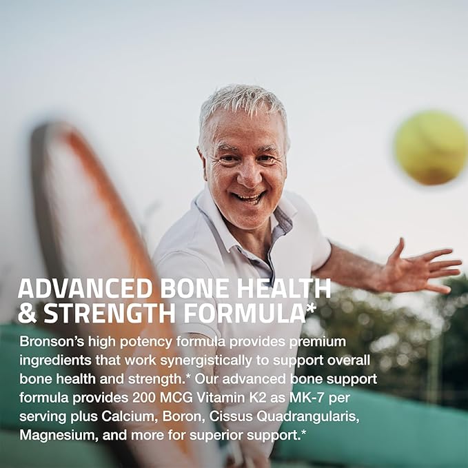 Bronson Bone Health & Strength Complex* 200 MCG K2 as MK7, Plus D3, and 60 Tablets