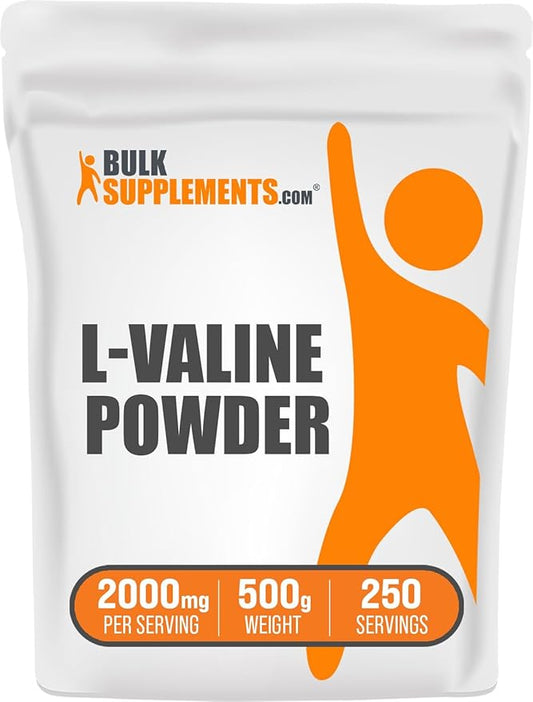 BulkSupplements.com L-Valine Powder - Valine Supplement, Valine Amino Acids - BCAA Supplement, L-Valine 2000mg - Gluten Free, 2000mg per Serving, 500g (1.1 lbs) (Pack of 1)
