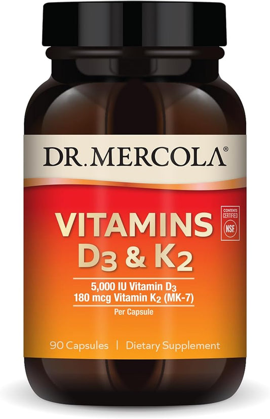 Dr. Mercola Vitamins D3 & K2, 90 Servings (90 Capsules),