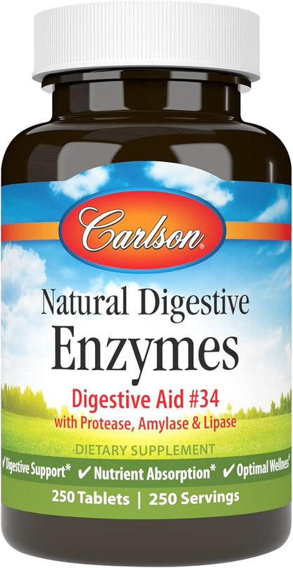 Carlson - Natural Digestive Enzymes, Digestive #34 with 250 Tablets