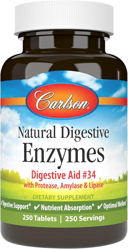 Carlson - Natural Digestive Enzymes, Digestive #34 with 250 Tablets