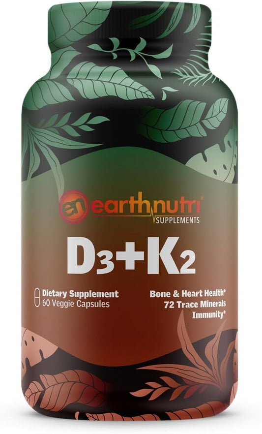 EarthNutri D3 + K2 + 72 D3 from K2 from Q7, Calcium 60 Veg