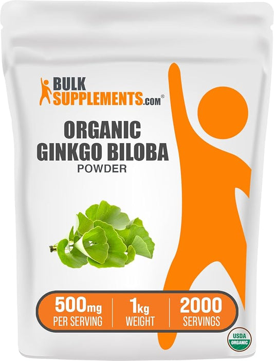 BulkSupplements.com Organic Ginkgo Biloba Powder 500mg per 1kg (2.2 (2.2 lbs) 1)