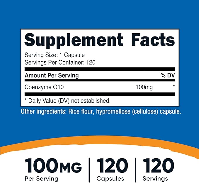 Nutricost CoQ10 100mg, 120 Vegetarian Capsules, 120 Servings Q10