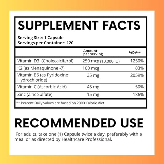 Vitamin D3 10000 IU & Vitamin K2 100 100 mcg 120 Capsules