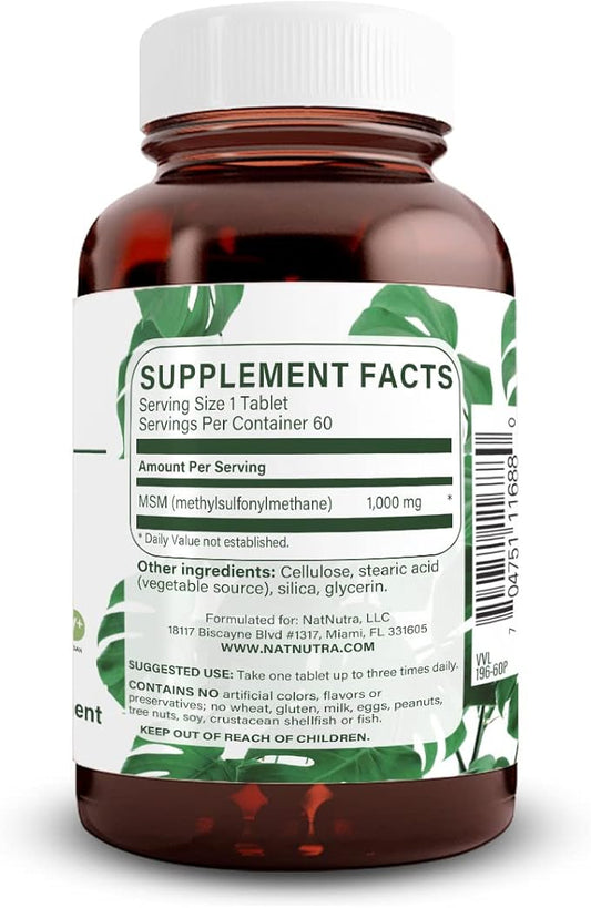 Natural Nutra OptiMSM, MSM Supplement 1000 mg, (120) Vegan