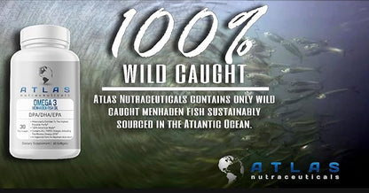 Atlas Nutraceuticals-Atlantic Caught Menhaden Fish Oil-Lab 3-2400mg, Burpless, DPA/DHA/EPA-60 Softgels (1)