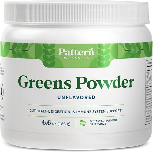Pattern Wellness Greens Powder Superfood 30 Servings 16oz (Unflavored)