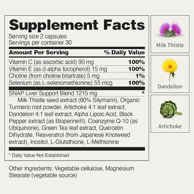 Snap Supplements Liver Health Support Supplement, 60 Count
