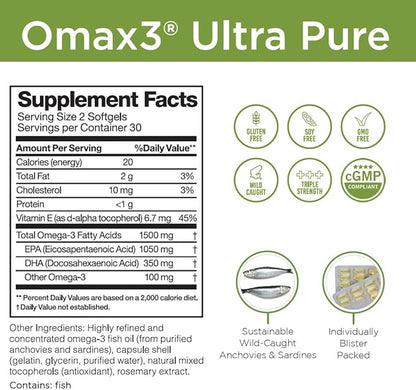 Omax3 4 Boxes Ultra-Pure Omega-3 Fish DHA,1500 MG, 240 Softgels (4 Boxes)