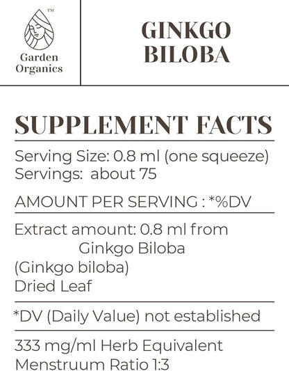 Ginkgo Biloba Alcohol-Free Natural Tincture Extract, 100% Ginkgo (2 fl