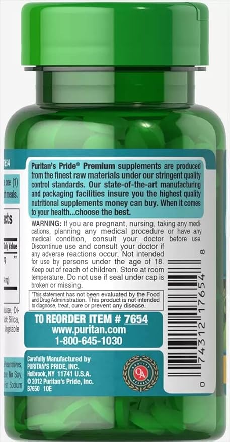 Puritan's Pride Ginkgo Biloba Standardized Extract 60 mg 120 Count