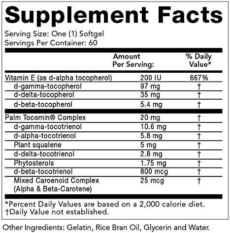 Olympian Labs Vitamin E Complete Tocomin, 200IU 60 60 Softgels, 60 Servings