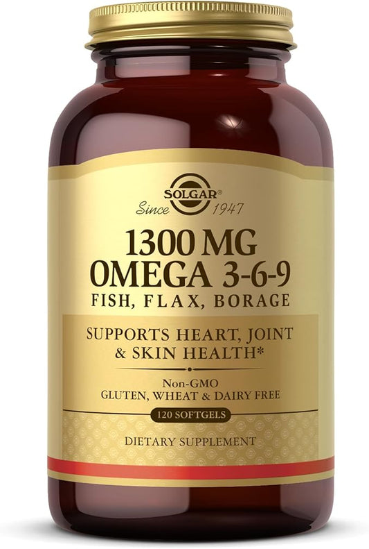 Solgar 1300 mg Omega 3-6-9, 120 Softgels 3 Fatty 40 Servings