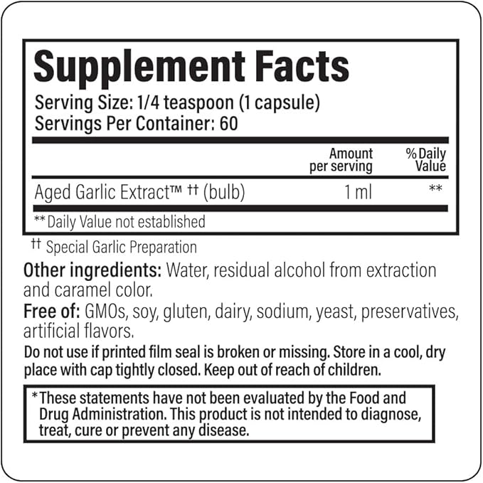 Kyolic Aged Garlic Extract Liquid Vegetarian 2 Ounce 60 Refillable