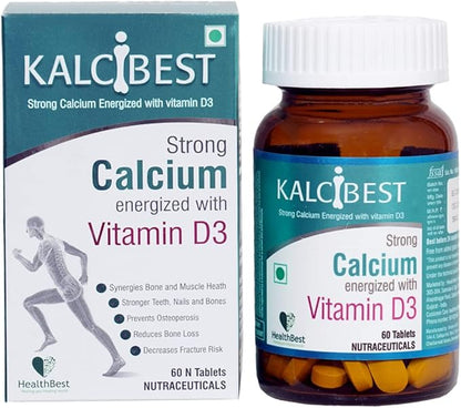 KalciBest Calcium Tablets for Men & Women 60 Vegan D3 -