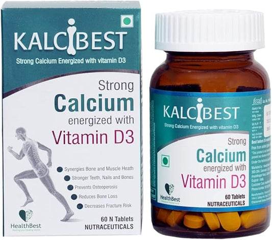 KalciBest Calcium Tablets for Men & Women 60 Vegan D3 -