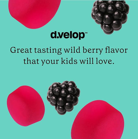 d.velop Vitamin D Kids Gummies –60 Count, 600 IU – Kids Immune Support - 3X Faster & More Effective – No Artificial Flavors or Sweeteners – Dairy-Free – Wild Berry Flavor - Kids Vitamin D for Ages 4+