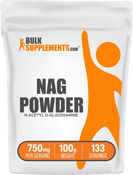 BulkSupplements.com N-Acetyl Glucosamine Powder - NAG Powder, Glucosamine 750mg, Glucosamine Supplement - Glucosamine Powder, Gluten Free, 750mg of per Serving, 100g (3.5 oz) (Pack of 1)