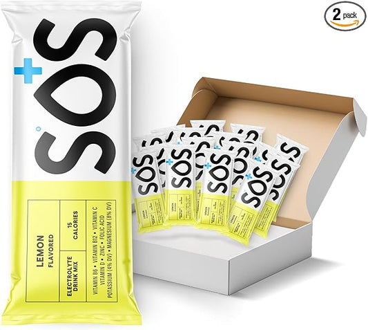 SOS Hydration Electrolyte Powder Drink Packets; Daily Hydration & Energy; Added Essential Vitamins; Low Sugar: 24 Servings