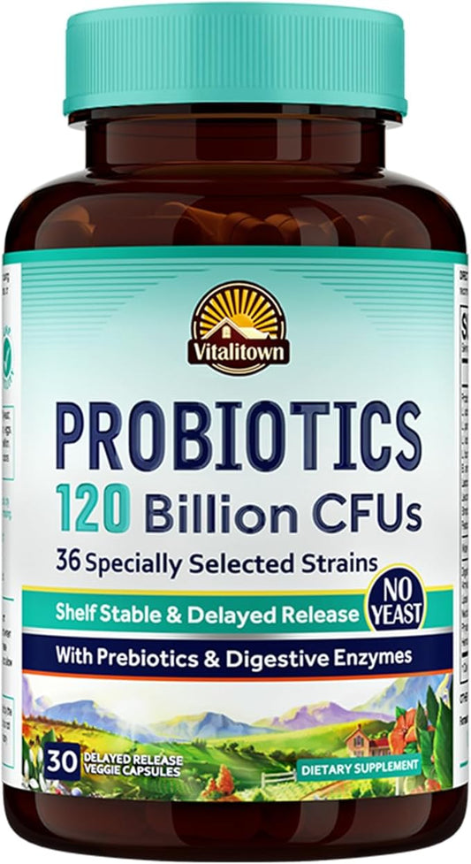 VITALITOWN Probiotics 120 Billion CFUs 36 Strains, 30 Delayed