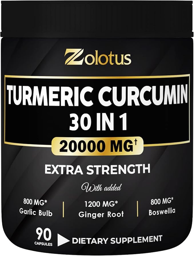 30 in 1 Turmeric Curcumin + 95% Curcuminoids, 20000mg, with 90 Capsules