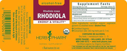 Herb Pharm Certified Organic Rhodiola Root 1 Ounce