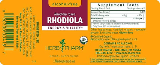 Herb Pharm Certified Organic Rhodiola Root 1 Ounce
