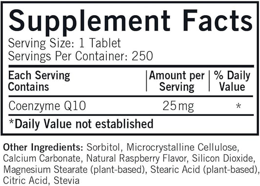 Kirkman Coenzyme Q10 25 mg Children's Chewable Tablets || 250 Tablets || CoQ10 || Free of Common allergens || Gluten Free || Casein Free || Supports Immune System