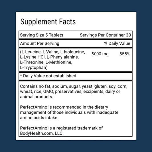 – Advanced Amino Formula Tablets, Amino Acid Supplement, Build Muscle, Post Workout Recovery, Energy, Stamina, Non-GMO, Gluten Free, Dairy Free, Vegan (150 Tablets)