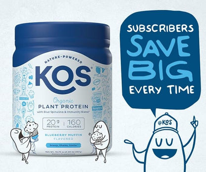 KOS Plant Based Protein Powder, Blueberry Muffin 10 Servings