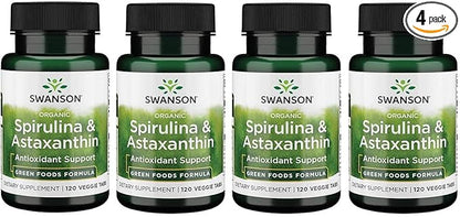 Swanson Organic Spirulina & Astaxanthin 120 4 Pack